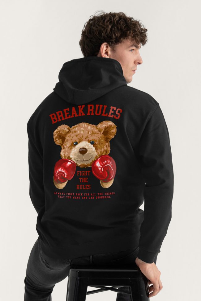 Boxer Teddy, Φούτερ με Κουκούλα σε Μαύρο Χρώμα