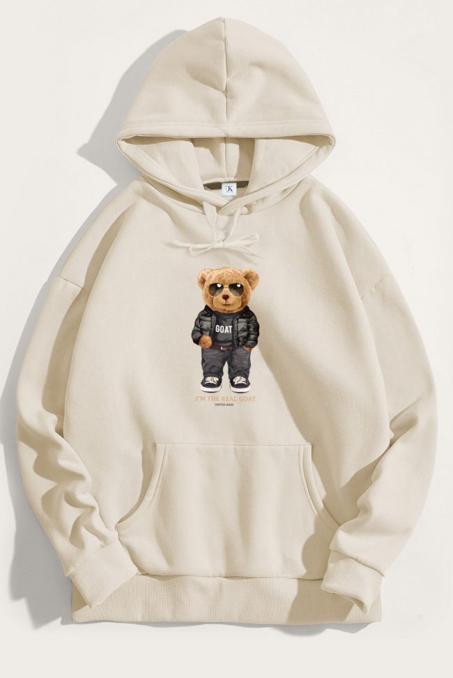 Goat Teddy, Φούτερ με Κουκούλα σε Εκρού Χρώμα