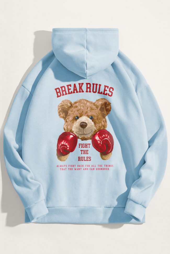 Boxer Teddy, Φούτερ με Κουκούλα σε Γαλάζιο Χρώμα
