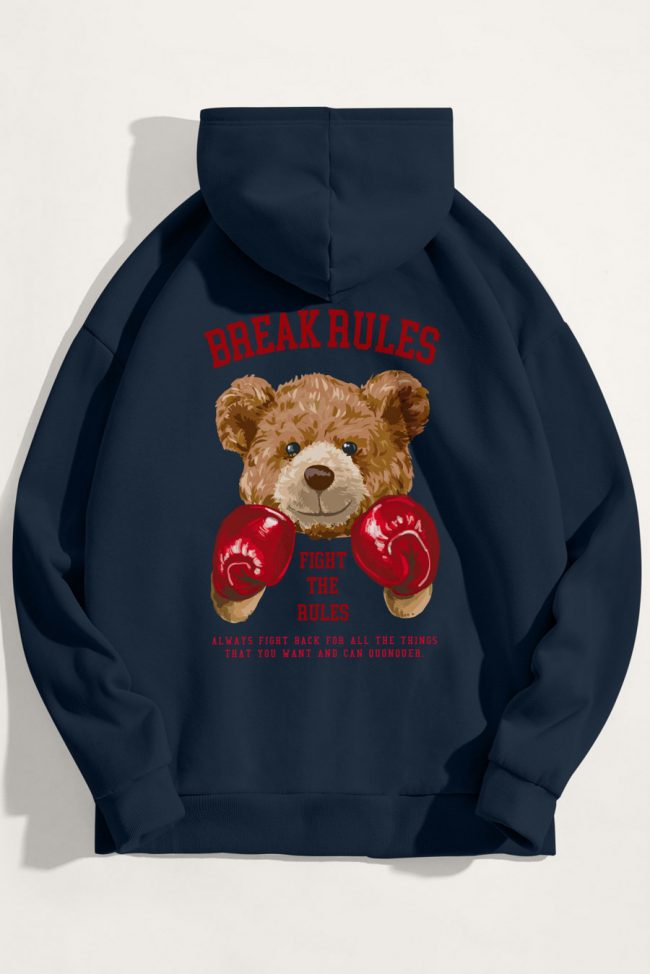 Boxer Teddy, Φούτερ με Κουκούλα σε Μπλε Χρώμα
