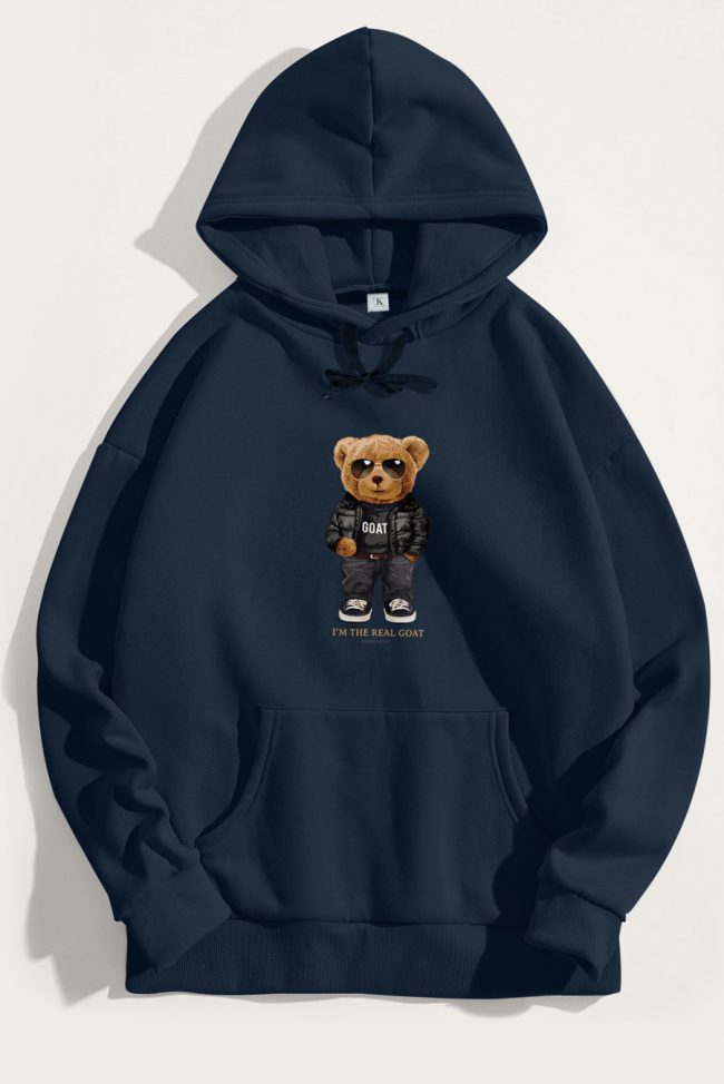 Goat Teddy, Φούτερ με Κουκούλα σε Μπλε Χρώμα