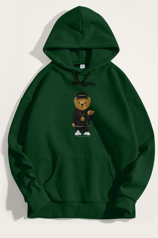 Compton Teddy, Φούτερ με Κουκούλα σε Πράσινο Χρώμα