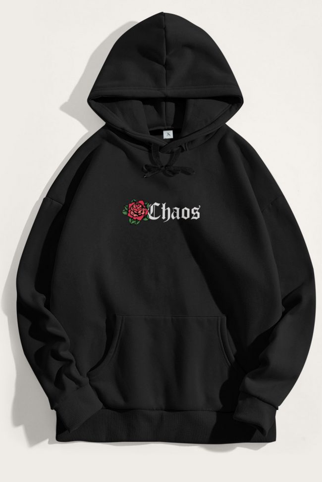 Chaos Rose, Φούτερ με Κουκούλα σε Μαύρο Χρώμα
