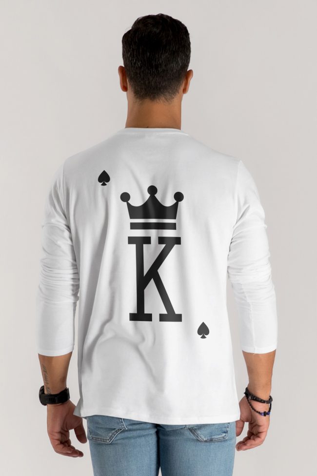 King, Long Sleeve Μπλούζα σε Λευκό Χρώμα