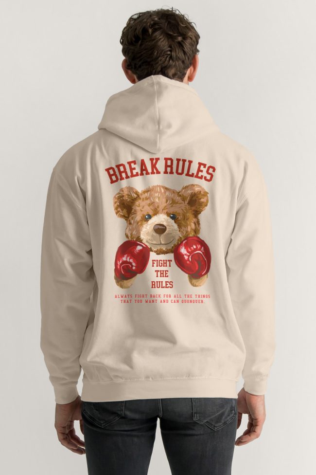 Boxer Teddy, Φούτερ με Κουκούλα σε Εκρού Χρώμα