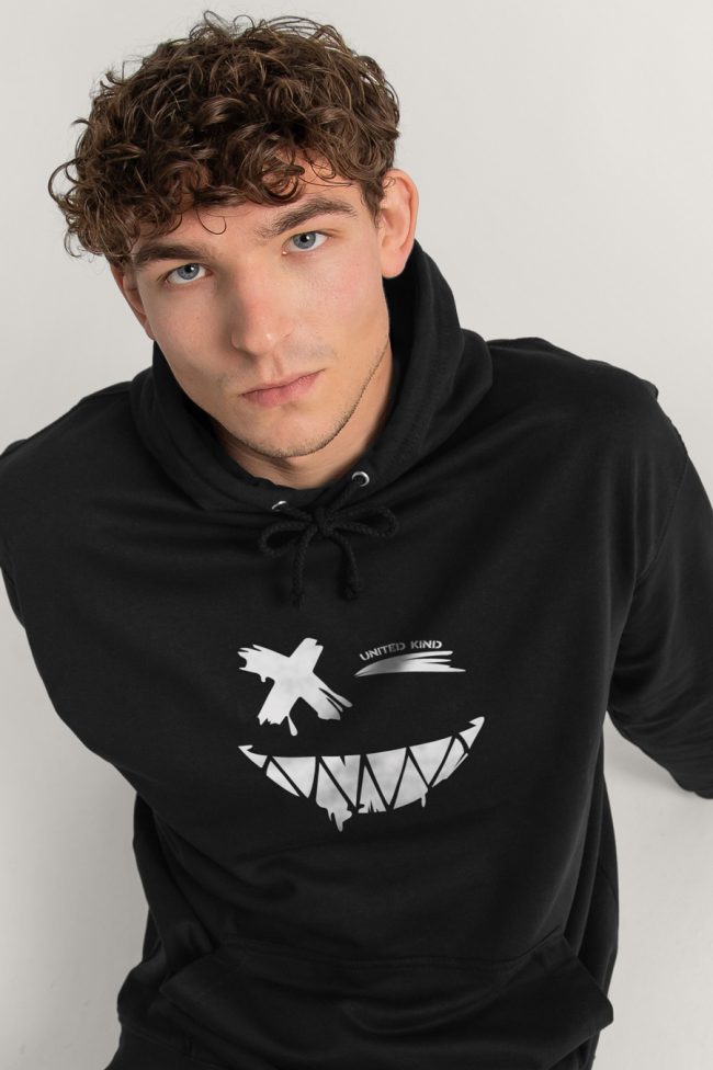 Angry Smiley, Φούτερ με Κουκούλα σε Μαύρο Χρώμα