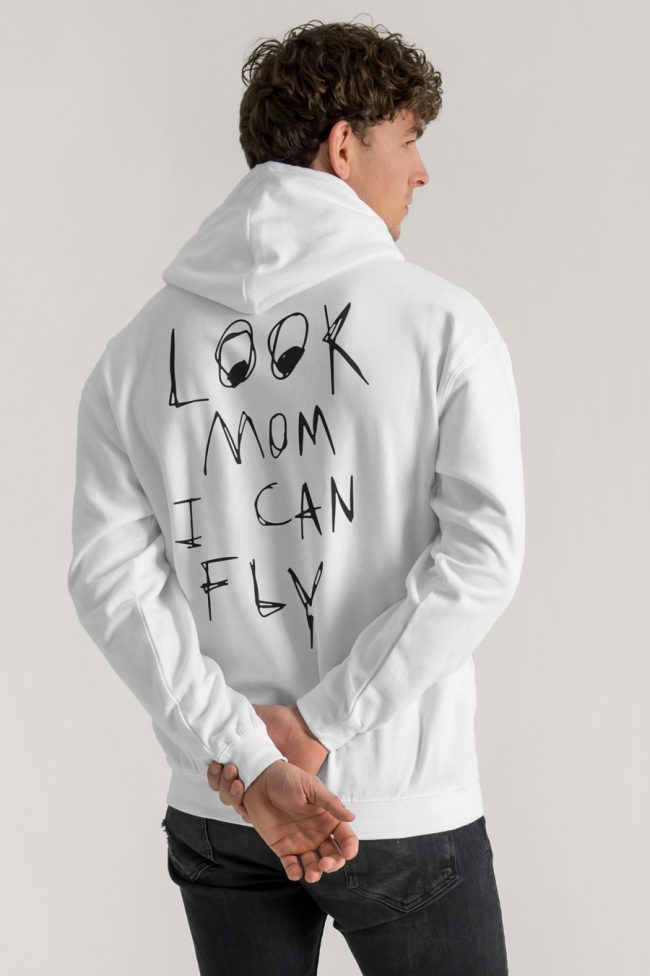 I Can Fly, Φούτερ με Κουκούλα σε Λευκό Χρώμα