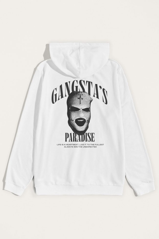 Gangstas Paradise, Φούτερ με Κουκούλα σε Λευκό Χρώμα