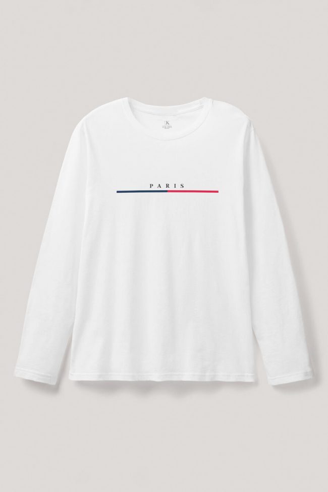 Paris, Long Sleeve Μπλούζα σε Λευκό Χρώμα
