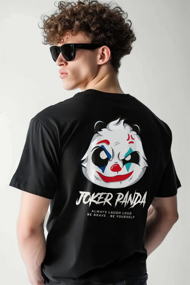Joker Panda, T-Shirt σε Μαύρο Χρώμα