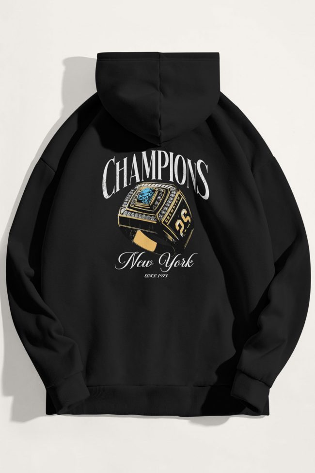 Championship Ring, Φούτερ με Κουκούλα σε Μαύρο Χρώμα