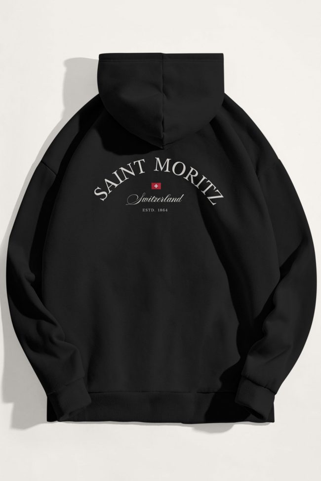 Saint Moritz, Φούτερ με Κουκούλα σε Μαύρο Χρώμα