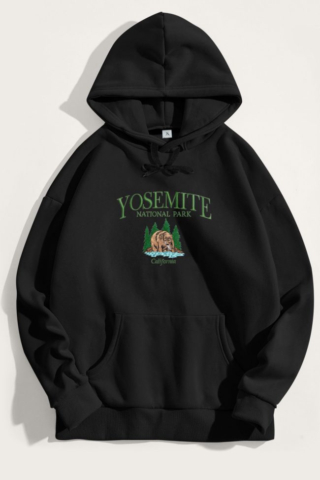 Yosemite Park, Φούτερ με Κουκούλα σε Μαύρο Χρώμα