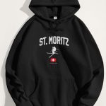 St. Moritz Swiss Alps, Φούτερ με Κουκούλα σε Μαύρο Χρώμα