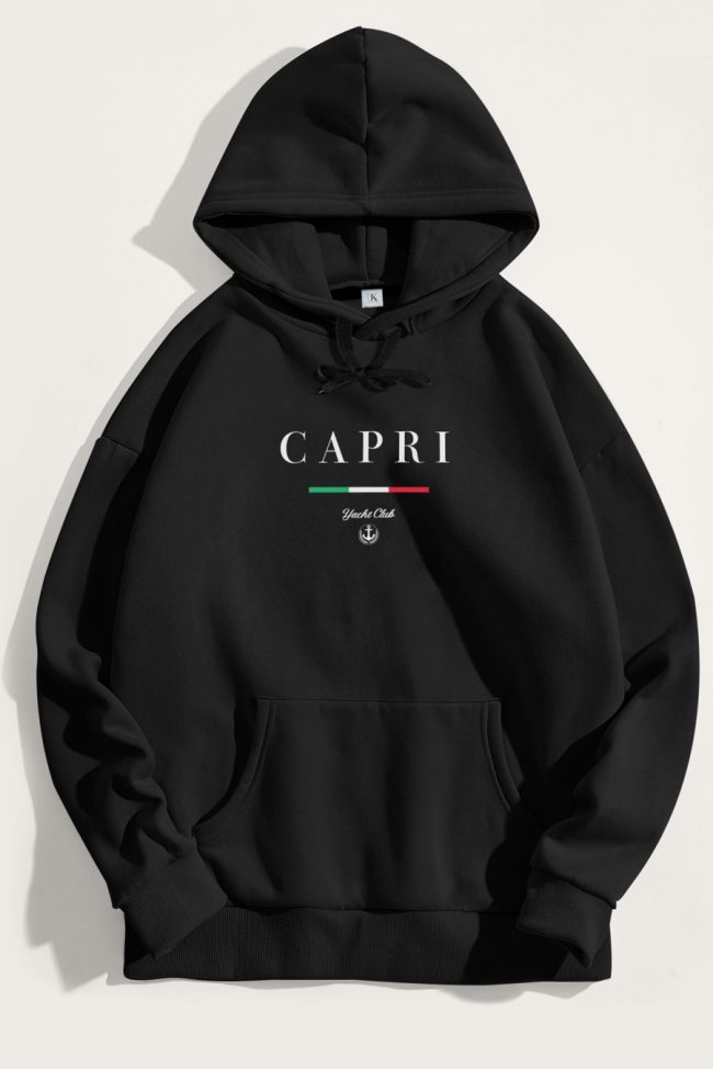 Capri Yacht Club, Φούτερ με Κουκούλα σε Μαύρο Χρώμα