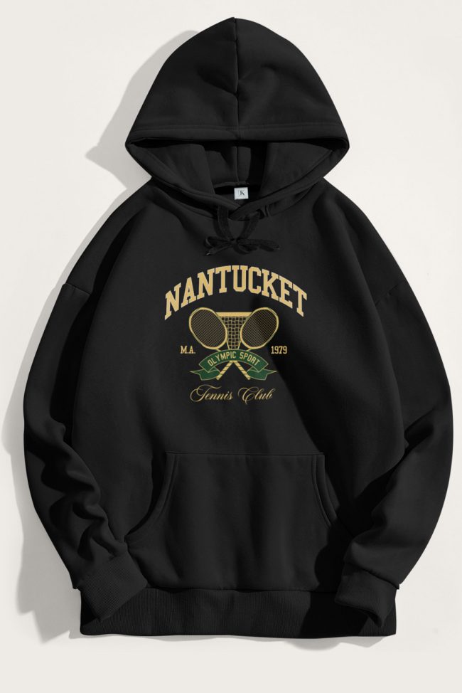Nantucket Tennis Club, Φούτερ με Κουκούλα σε Μαύρο Χρώμα
