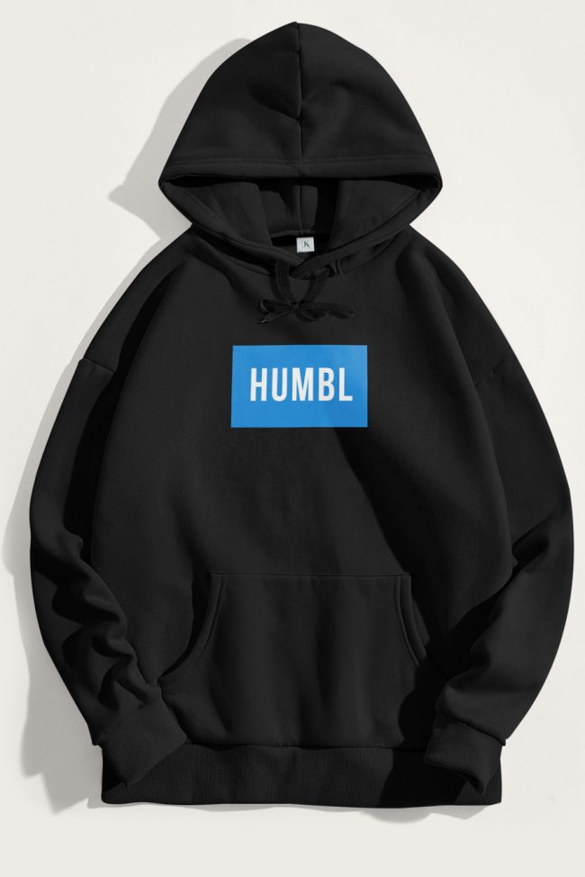 Humble In Blue, Φούτερ με Κουκούλα σε Μαύρο Χρώμα