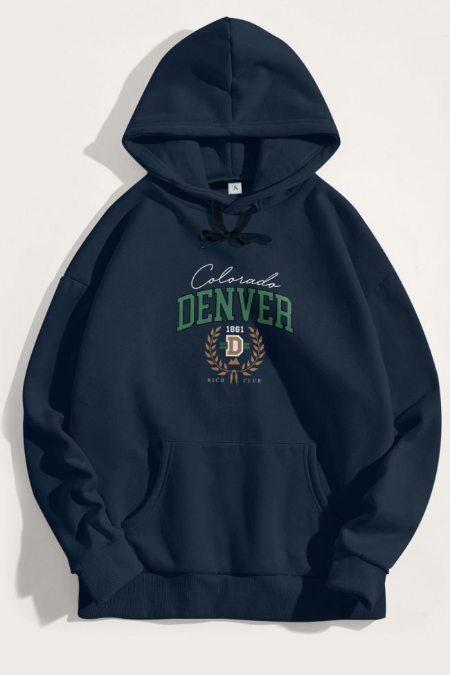 Denver Rich Club, Φούτερ με Κουκούλα σε Μπλε Χρώμα