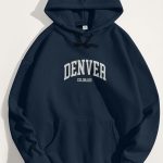 Denver Colorado, Φούτερ με Κουκούλα σε Μπλε Χρώμα