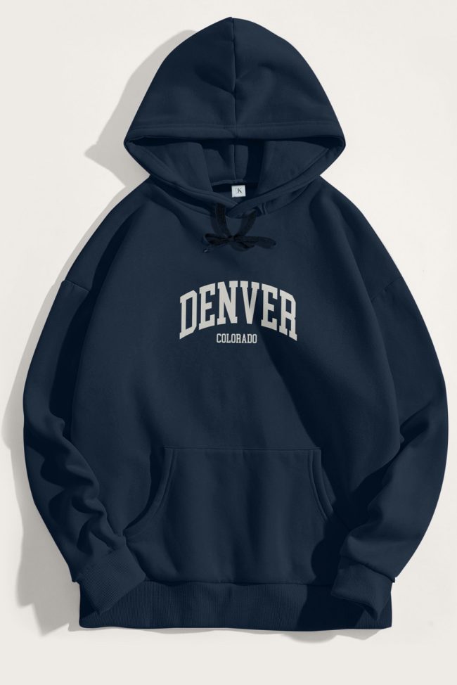 Denver Colorado, Φούτερ με Κουκούλα σε Μπλε Χρώμα