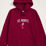 St. Moritz Swiss Alps, Φούτερ με Κουκούλα σε Μπορντώ Χρώμα