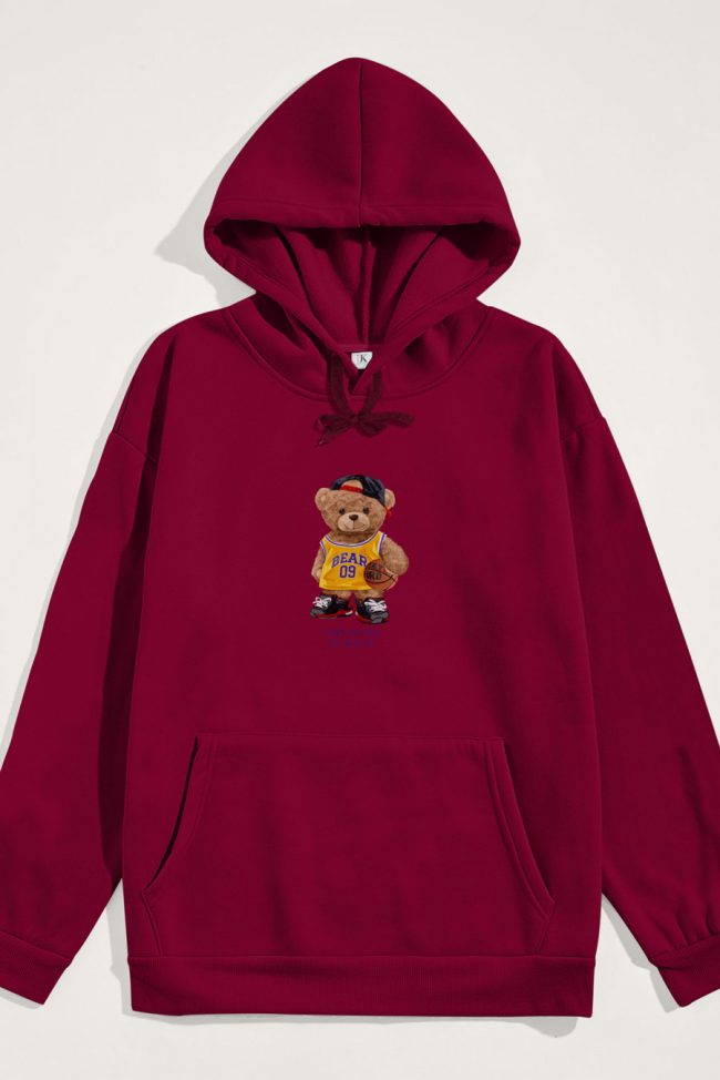 Team Bear Teddy, Φούτερ με Κουκούλα σε Μπορντώ Χρώμα