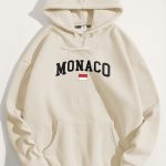 Monaco Flag, Φούτερ με Κουκούλα σε Εκρού Χρώμα