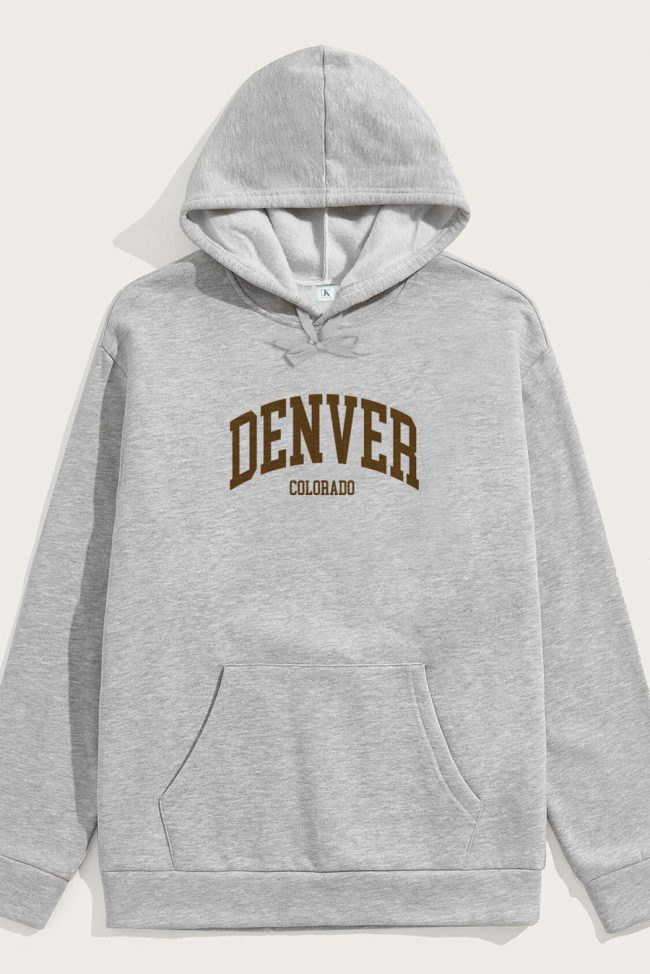 Denver Colorado, Φούτερ με Κουκούλα σε Γκρι Χρώμα