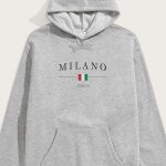 Milano Italia, Φούτερ με Κουκούλα σε Γκρι Χρώμα