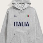 Italia Bold, Φούτερ με Κουκούλα σε Γκρι Χρώμα