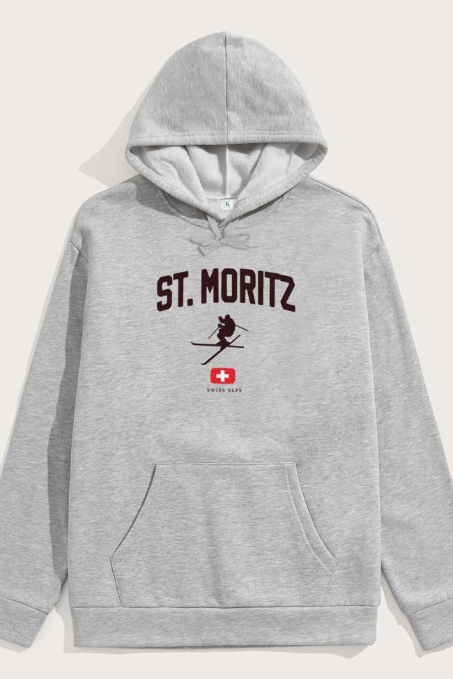 St. Moritz Swiss Alps, Φούτερ με Κουκούλα σε Γκρι Χρώμα