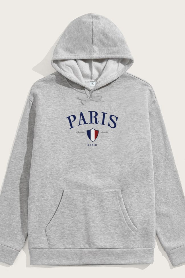 Paris Xxxiii, Φούτερ με Κουκούλα σε Γκρι Χρώμα