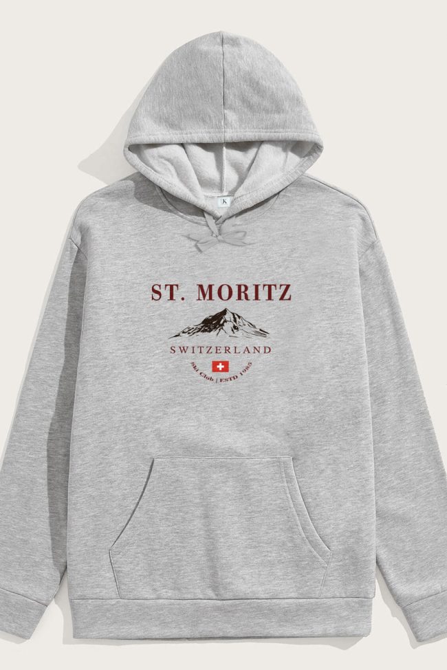 St. Moritz Swiss Ski Club, Φούτερ με Κουκούλα σε Γκρι Χρώμα