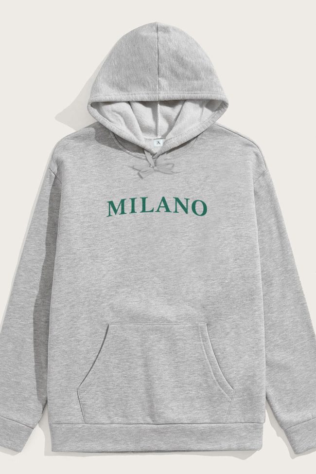 Milano Green, Φούτερ με Κουκούλα σε Γκρι Χρώμα