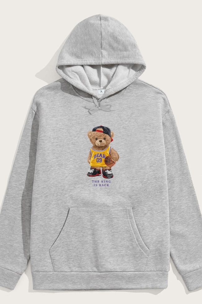 Team Bear Teddy, Φούτερ με Κουκούλα σε Γκρι Χρώμα