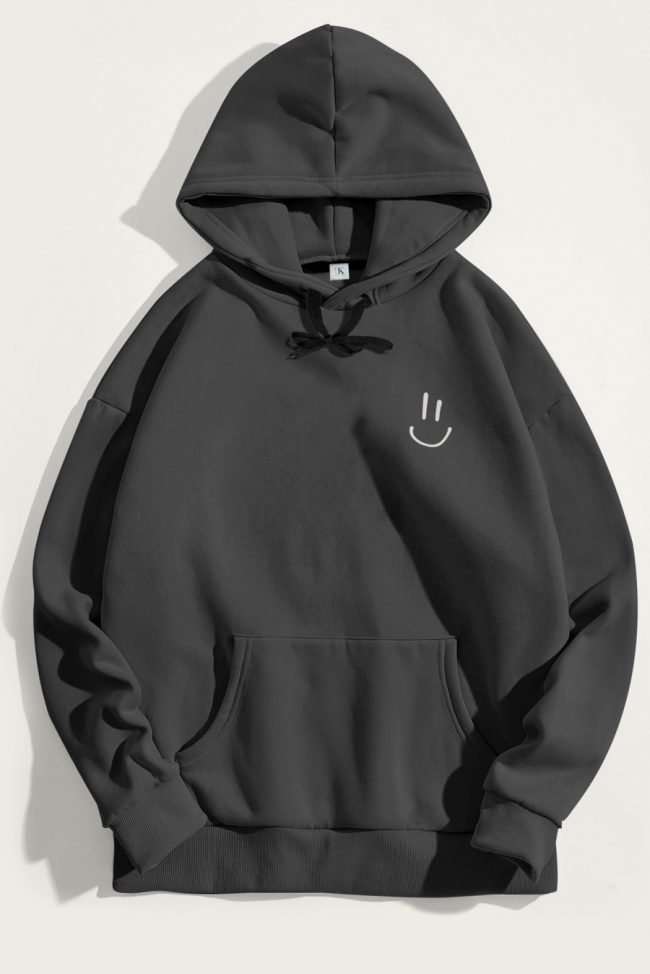 Smiley Face, Φούτερ με Κουκούλα σε Iron Grey Χρώμα