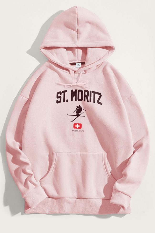 St. Moritz Swiss Alps, Φούτερ με Κουκούλα σε Ροζ Χρώμα