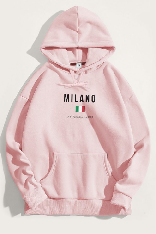 Milano La Repubblica, Φούτερ με Κουκούλα σε Ροζ Χρώμα