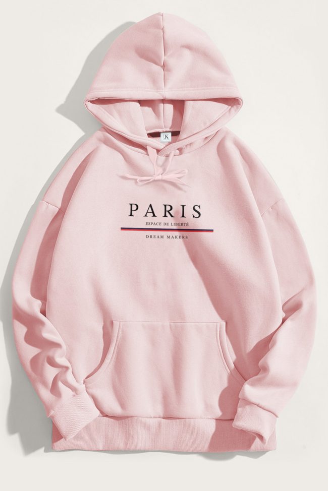 Paris Dream Makers, Φούτερ με Κουκούλα σε Ροζ Χρώμα