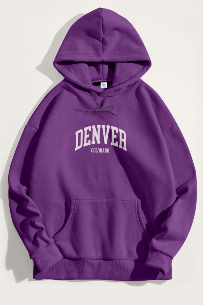 Denver Colorado, Φούτερ με Κουκούλα σε Μωβ Χρώμα