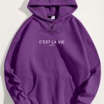 C Est La Vie, Φούτερ με Κουκούλα σε Μωβ Χρώμα