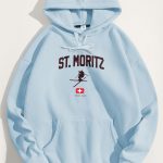 St. Moritz Swiss Alps, Φούτερ με Κουκούλα σε Γαλάζιο Χρώμα