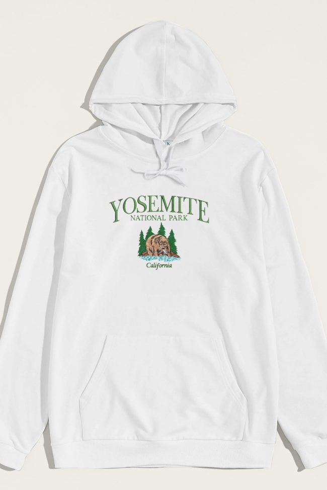 Yosemite Park, Φούτερ με Κουκούλα σε Λευκό Χρώμα