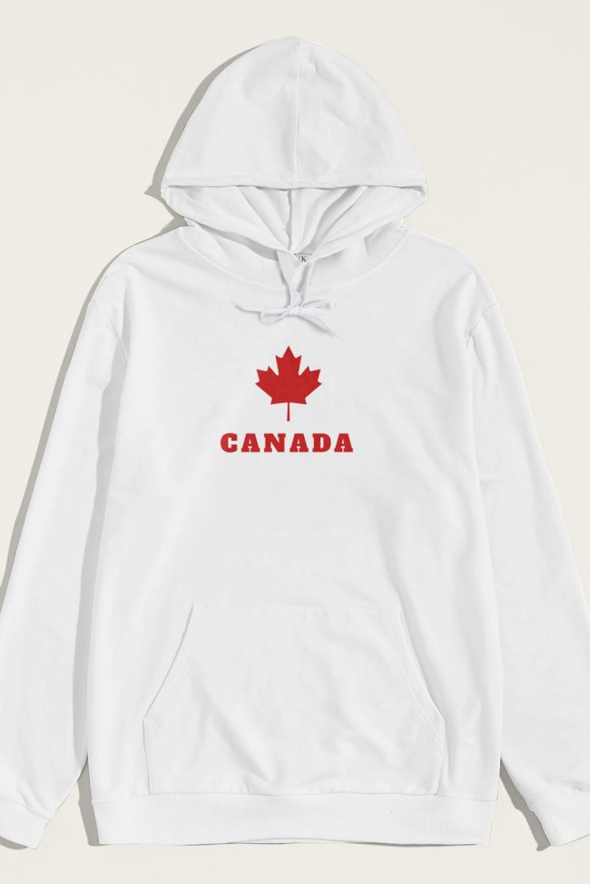 Canada, Φούτερ με Κουκούλα σε Λευκό Χρώμα
