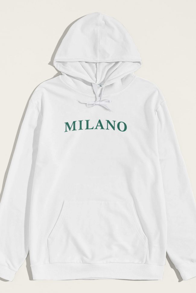 Milano Green, Φούτερ με Κουκούλα σε Λευκό Χρώμα