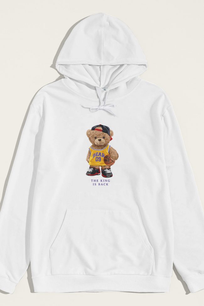 Team Bear Teddy, Φούτερ με Κουκούλα σε Λευκό Χρώμα