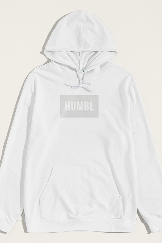 Humble In Grey, Φούτερ με Κουκούλα σε Λευκό Χρώμα