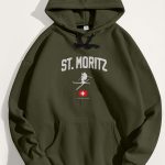 St. Moritz Swiss Alps, Φούτερ με Κουκούλα σε Χακί Χρώμα
