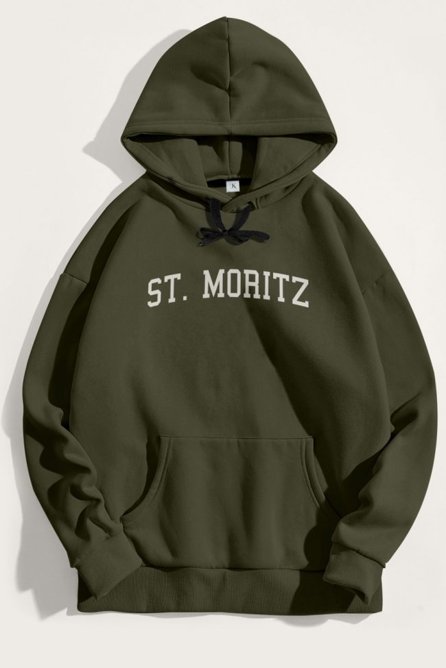 St. Moritz, Φούτερ με Κουκούλα σε Χακί Χρώμα