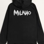 Milano, Φούτερ με Κουκούλα σε Μαύρο Χρώμα
